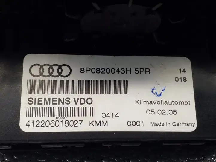 Audi A3/S3 8P (2004 - 2008) 8P0820043H Блок управления климат-контролем — фото 4