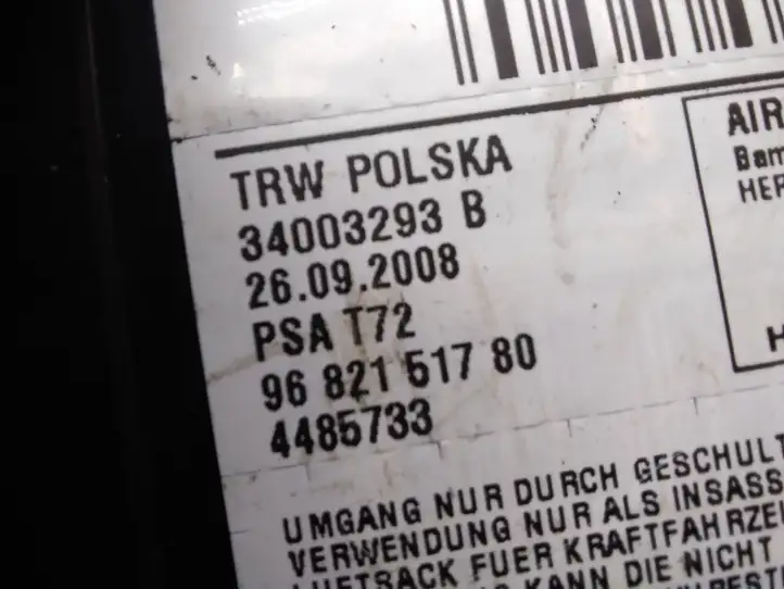 Peugeot 308 (2007 - 2013) 9682151780 Подушка безопасности сиденья — фото 2