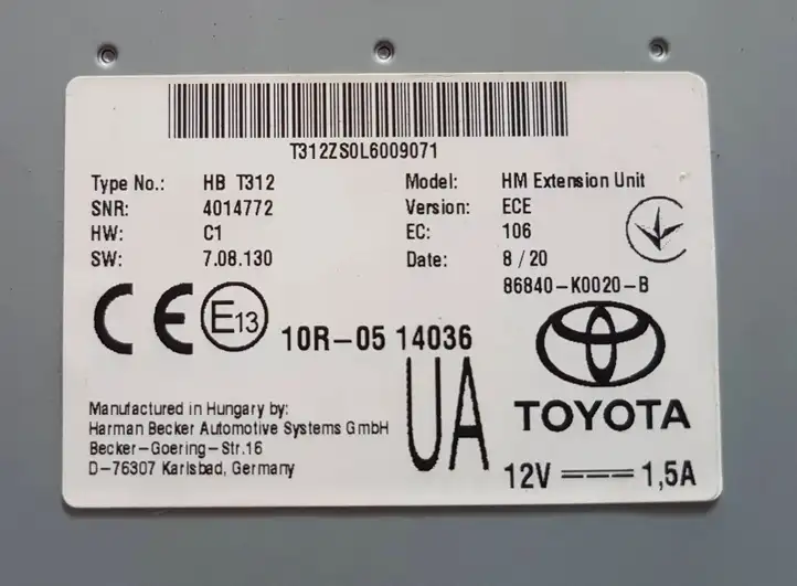 Toyota C-HR I (2016 - 2022) 86840K0020 Блок навигации GPS — фото 2