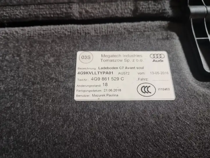 Audi A6 C7 (2014 - 2018) 4G9861529C Пол багажника — фото 4