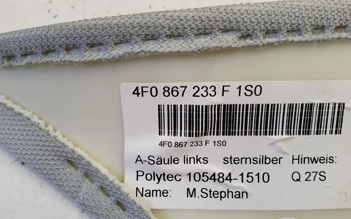 Audi A6 S6 C6 4F (2004 - 2008) 4F0867233F Обшивка стойки A — фото 4