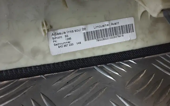 Audi A4 S4 B8 8K (2007 - 2011) 8K0867233 Обшивка стойки A — фото 8