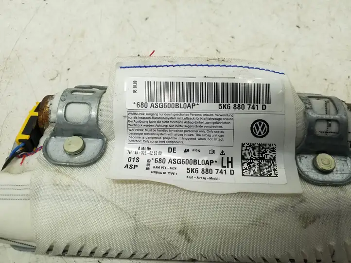 Volkswagen Golf VI (2009 - 2013) 5K6880741D Боковая подушка безопасности шторка — фото 2