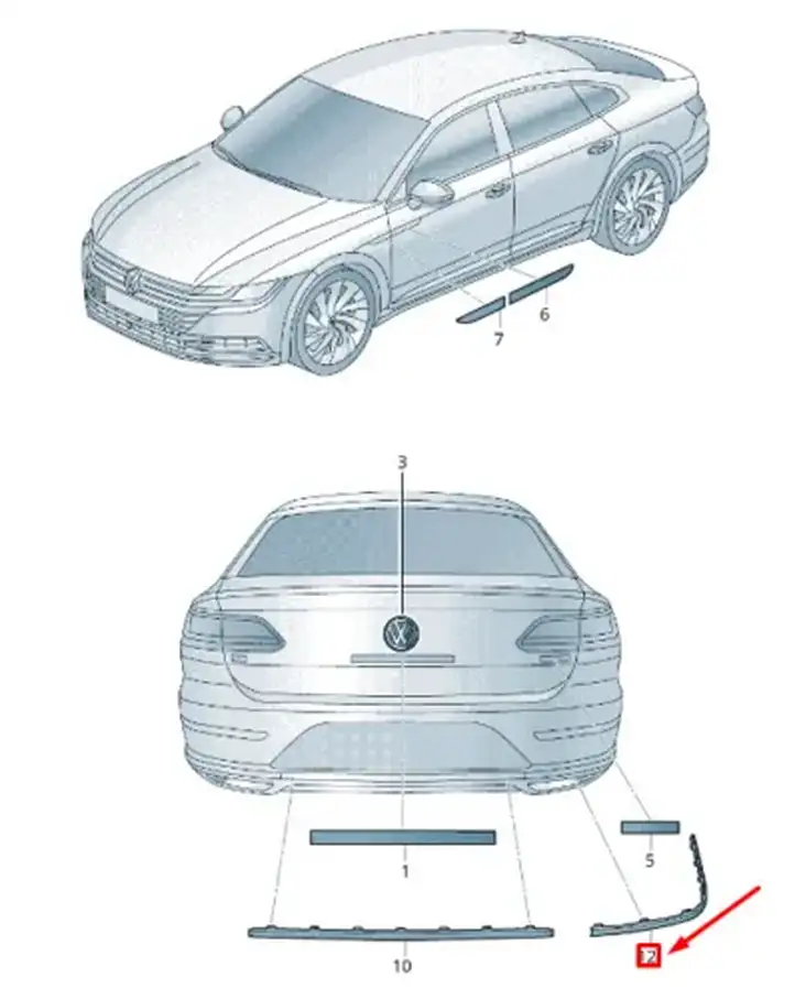 Volkswagen Arteon (2017 - ) 3G88538423 Нижняя часть заднего бампера — фото 5