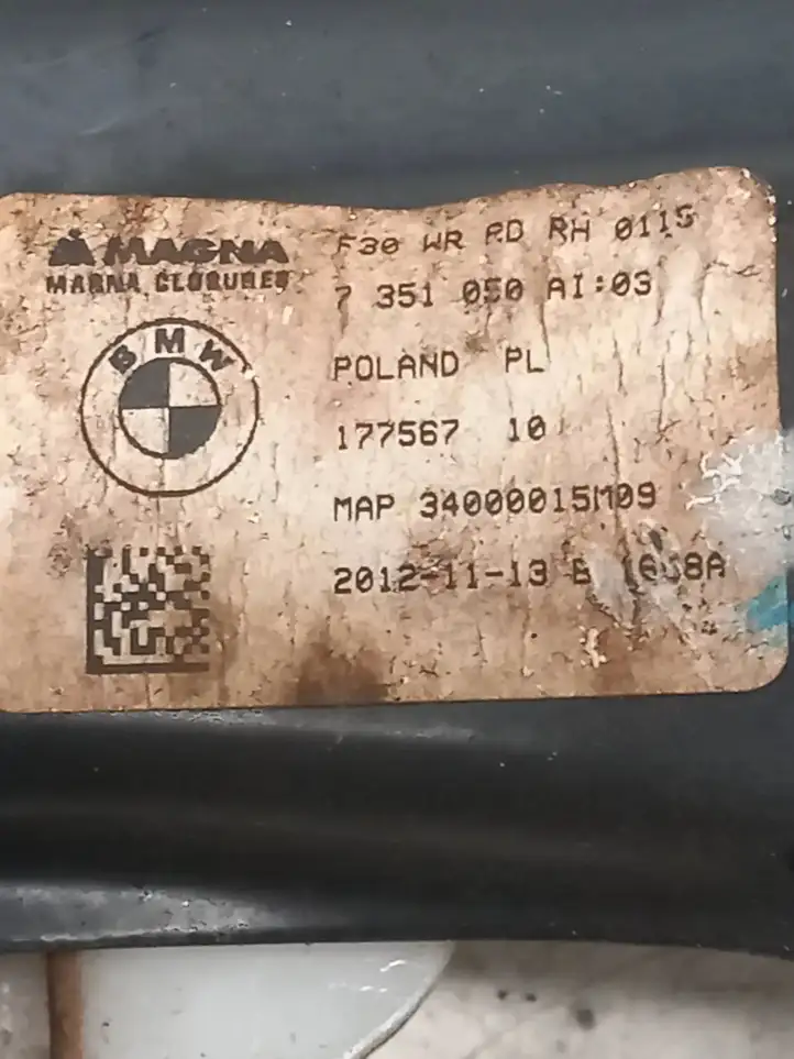 BMW 3 F30 F35 F31 (2012 - 2018) 34000015M09 Стеклоподъемник задней двери — фото 4