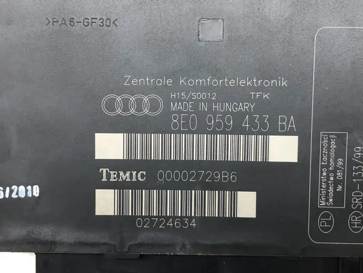 Audi A4 S4 B6 8E 8H (2000 - 2006) 8E0959433BA Модуль комфорта — фото 2