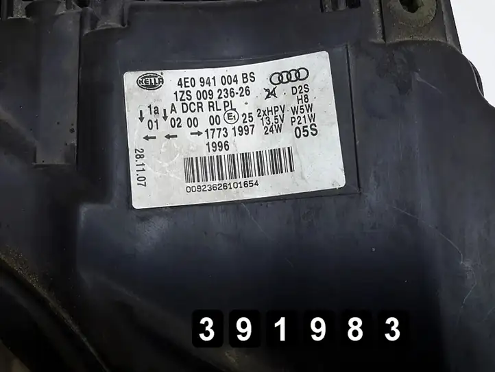 Audi A8 S8 D3 4E (2007 - 2010) 4e0941004bs Передняя фара — фото 8