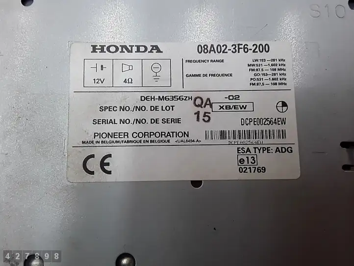 Honda Civic (2001 - 2005) 08a023f6200 Магнитола / мультимедийная система — фото 2