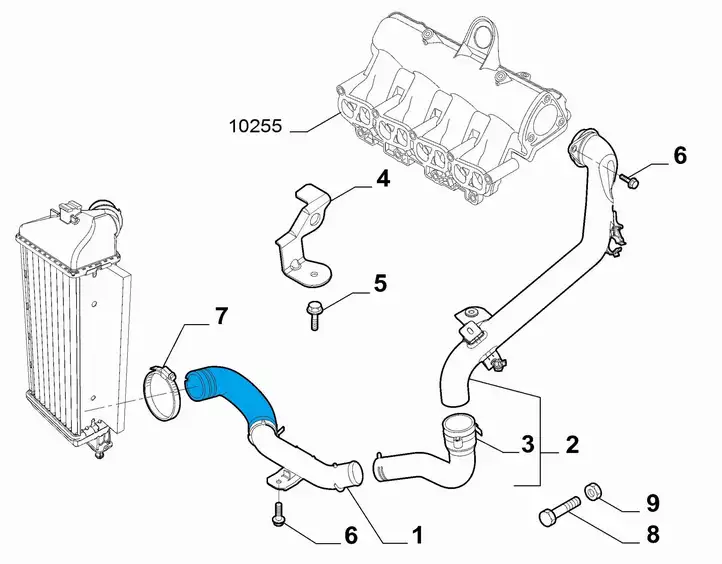 Fiat 500 (2008 - 2015) 68073786AB Трубки интеркулера / Шланги интеркулера — фото 3