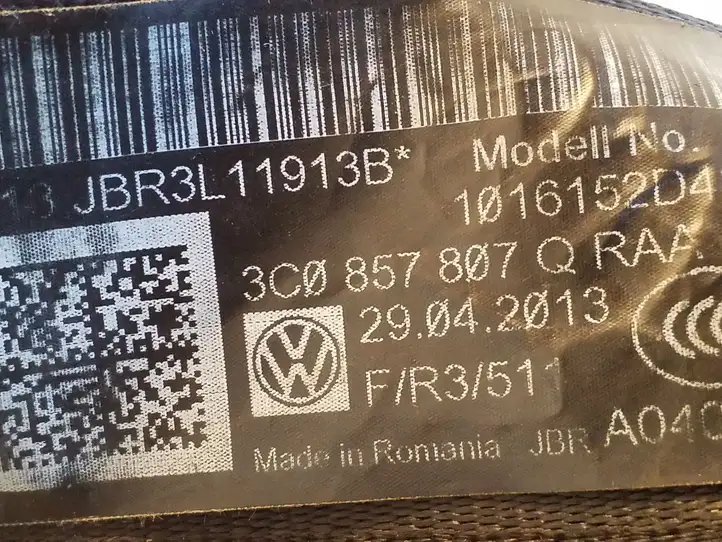 Volkswagen PASSAT CC (2012 - 2017) 3C0857807Q Центральный ремень безопасности — фото 4