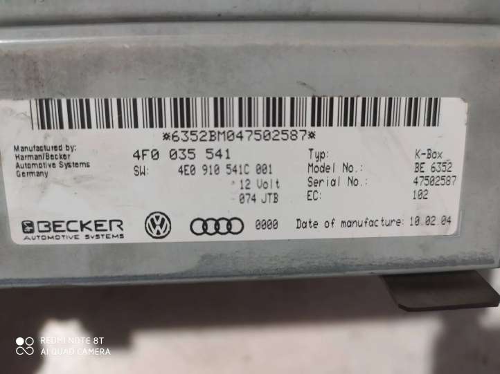 4F0035541 Audi A6 S6 C6 4F Radija/ CD/DVD grotuvas/ navigacija