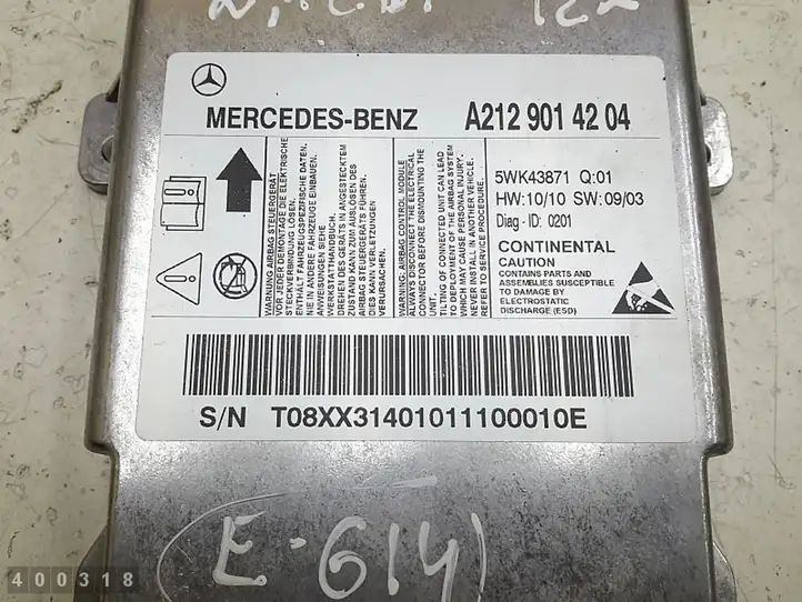 Mercedes-Benz E C207 W207 (2009 - 2017) a2129014204 Блок управления SRS — фото 8