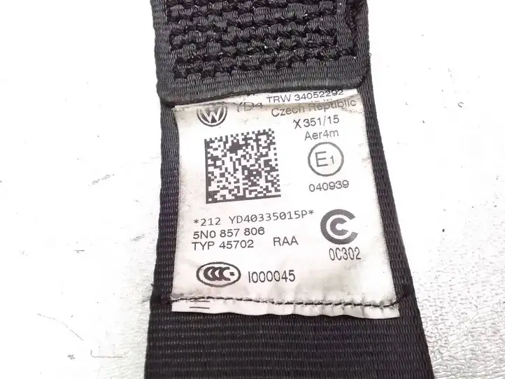 Volkswagen Tiguan (2011 - 2016) 5N0857806 Задний ремень безопасности — фото 4