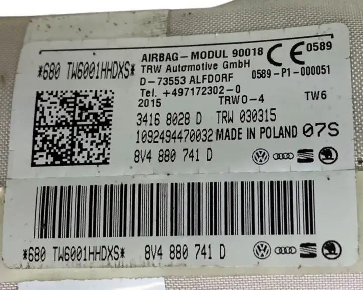 Audi A3/S3 8V (2012 - 2016) 8V4880741D Боковая подушка безопасности шторка — фото 3
