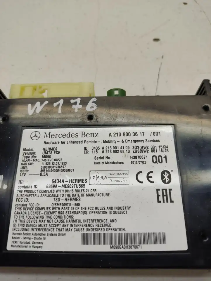 Mercedes-Benz A W176 (2012 - 2018) A2139003617 Bluetooth модуль — фото 3