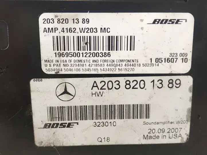 Mercedes-Benz C W203 (2000 - 2007) A2038201389 Усилитель звука — фото 5