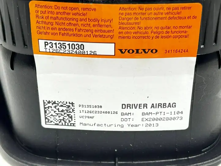 Volvo S60 (2013 - 2018) P31351030 Подушка безопасности руля — фото 3