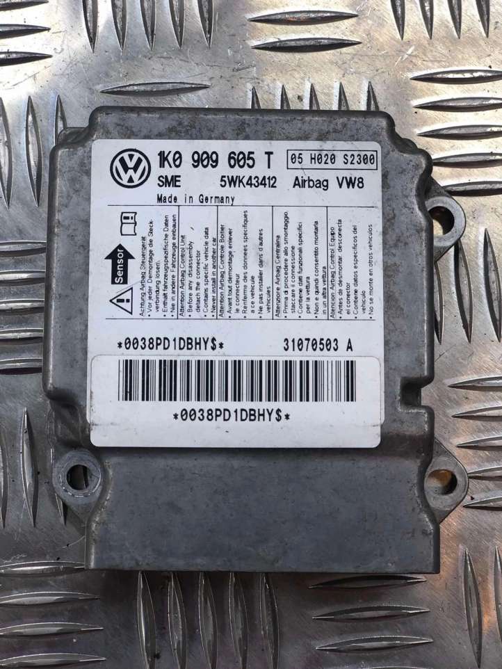 1K0909605T Volkswagen Jetta V Oro pagalvių valdymo blokas