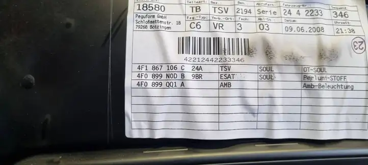 Audi A6 S6 C6 4F (2008 - 2011) 4F1867105C Комплект отделки дверей — фото 10