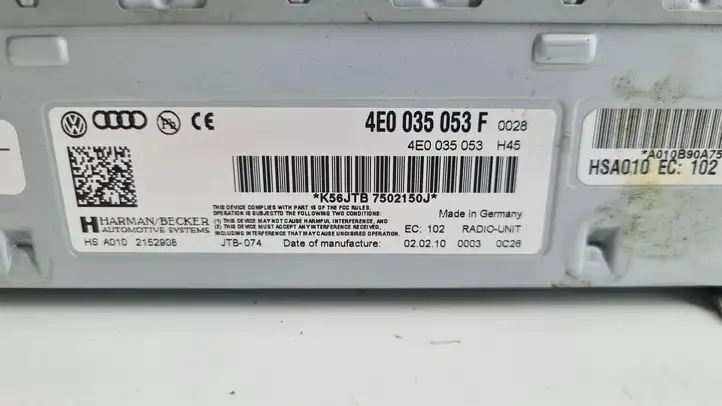 Audi A8 S8 D4 4H (2010 - 2014) 4E0035053F Магнитола / мультимедийная система — фото 3