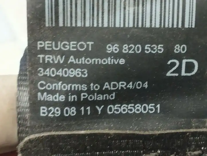 Peugeot 5008 (2009 - 2013) 9682053580 Задний ремень безопасности — фото 2