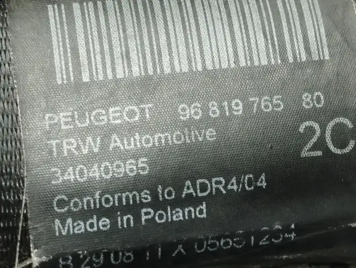 Peugeot 5008 (2009 - 2013) 9681976580 Ремень безопасности 3-го ряда — фото 5
