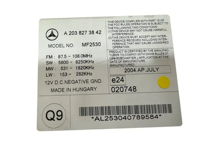 Mercedes-Benz C W203 (2000 - 2007) A2038273842 Магнитола / мультимедийная система — фото 7