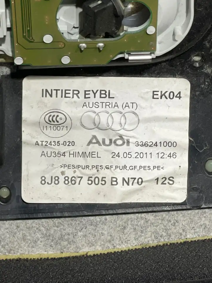 Audi TT TTS Mk2 (2010 - 2014) 8J8867505B Потолочная обшивка — фото 8