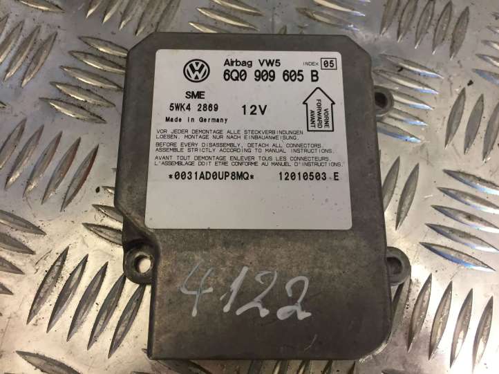 6Q0909605B Volkswagen PASSAT B5.5 Oro pagalvių valdymo blokas