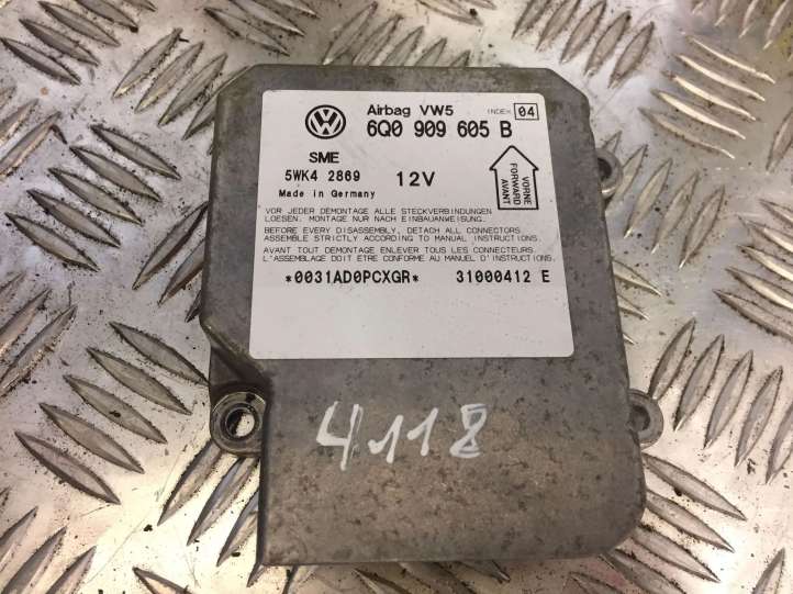 6Q0909605B Volkswagen PASSAT B5.5 Oro pagalvių valdymo blokas