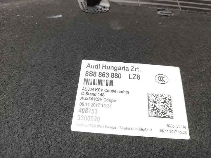 Audi TT TTS RS Mk3 8S (2014 - 2018) 8S8863880 Боковая обшивка багажника — фото 3