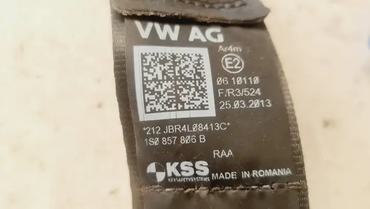 Skoda Citigo (2011 - 2017) 1S0857806B Задний ремень безопасности — фото 3