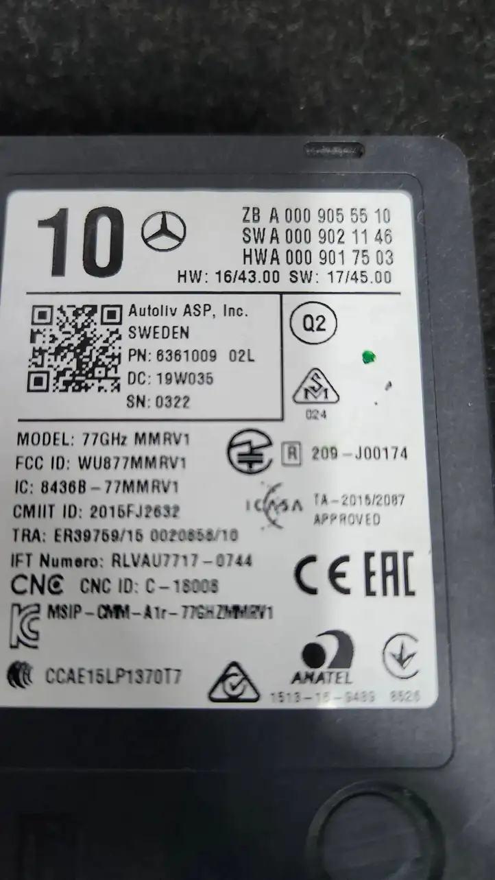Mercedes-Benz S W222 (2013 - ) A0009055510 Радар контроля слепых зон — фото 3