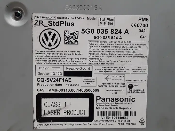 Volkswagen Golf VII (2013 - 2019) 5G0035824A Контроллер мультимедийной системы — фото 3