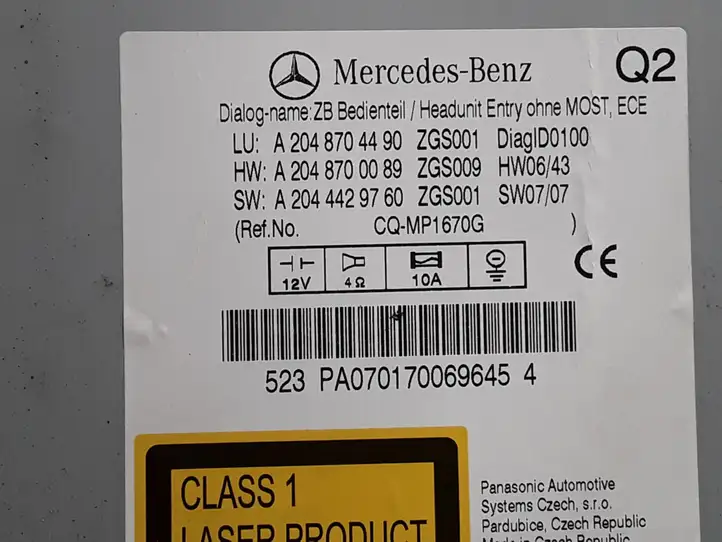 Mercedes-Benz C W204 (2007 - 2014) A2048704490 Магнитола / мультимедийная система — фото 3
