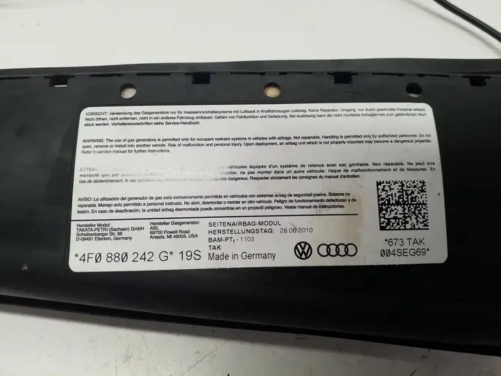 Audi A6 S6 C6 4F (2008 - 2011) Подушка безопасности сиденья — фото 4