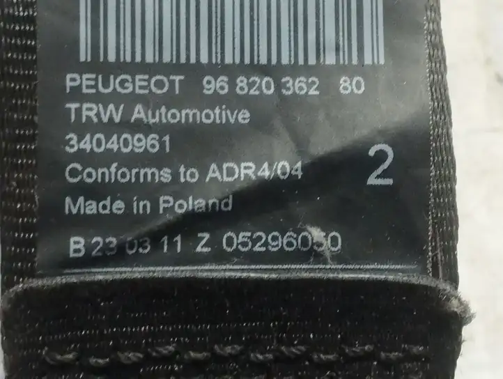 Peugeot 3008 I (2008 - 2015) 9682036280 Задний ремень безопасности — фото 3