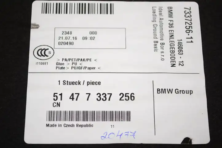 BMW 4 F36 Gran coupe (2014 - 2017) 51477337256 Пол багажника — фото 6
