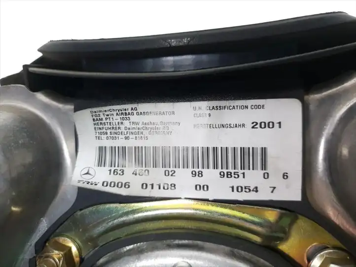 Mercedes-Benz ML W163 (1997 - 2005) 1634600298 Подушка безопасности руля — фото 4