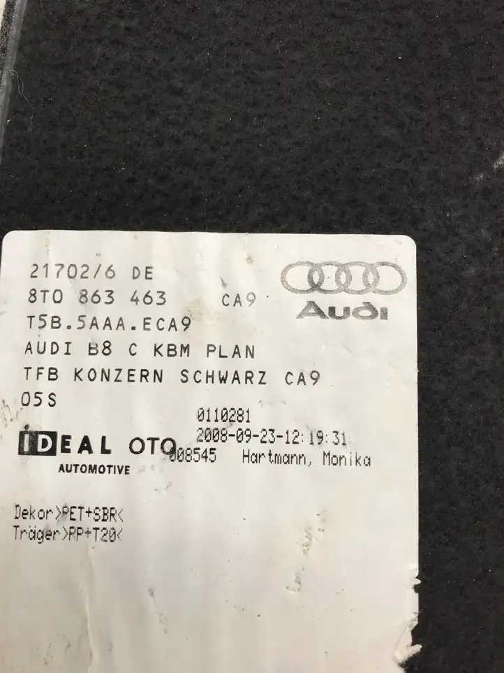 Audi A5 8T 8F (2007 - 2011) 8T0863463 Пол багажника — фото 4