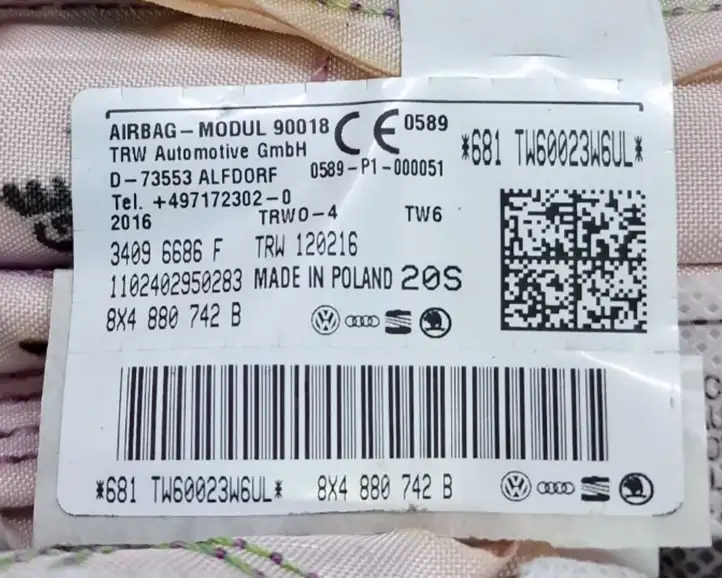 Audi A1 (2010 - 2014) 8X4880742B Боковая подушка безопасности шторка — фото 4