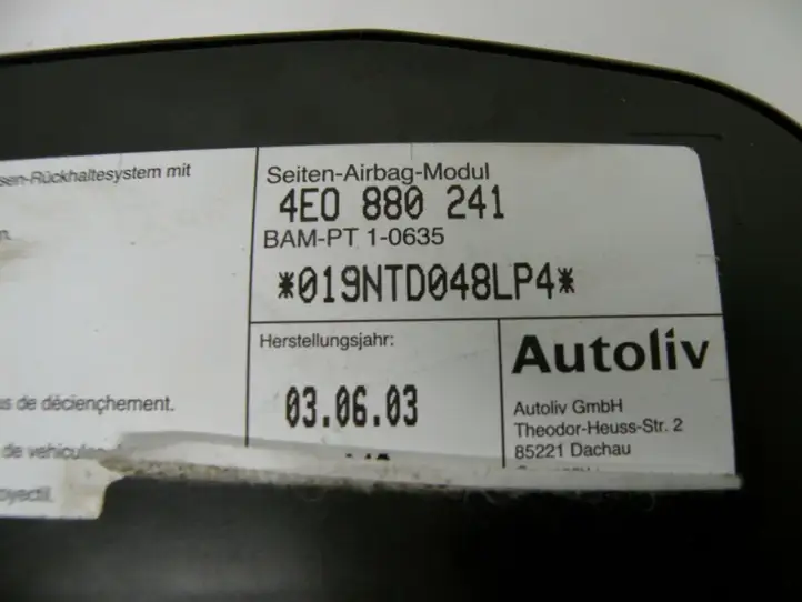 Audi A8 S8 D3 4E (2002 - 2005) 4E0880241 Подушка безопасности сиденья — фото 5