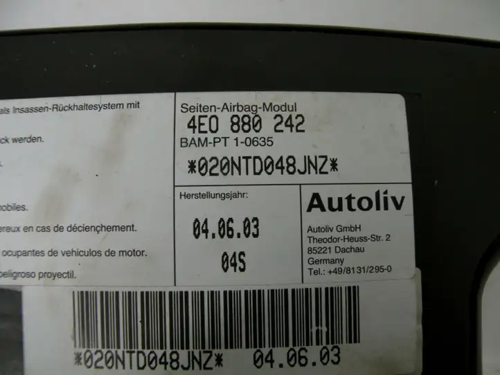 Audi A8 S8 D3 4E (2002 - 2005) 4E0880242 Подушка безопасности сиденья — фото 5