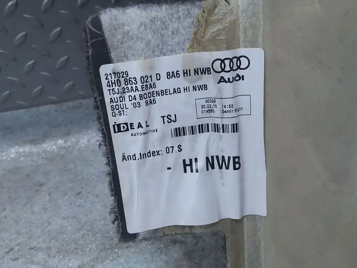 Audi A8 S8 D4 4H (2010 - 2014) 4H0863021D Задний коврик салона — фото 2