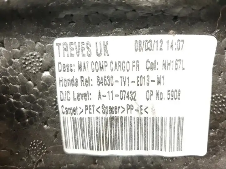 Honda Civic IX (2011 - 2017) 84630TV1 Задний коврик салона — фото 3