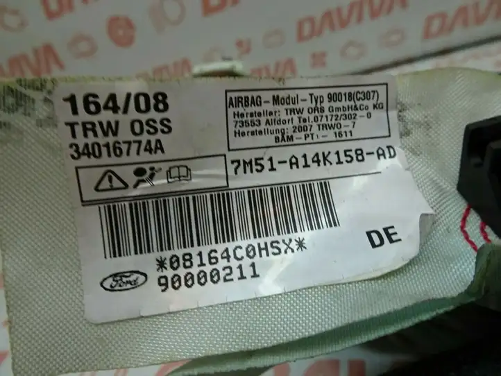Ford Focus (2008 - 2011) 7M51-A14K158-AD Боковая подушка безопасности шторка — фото 4