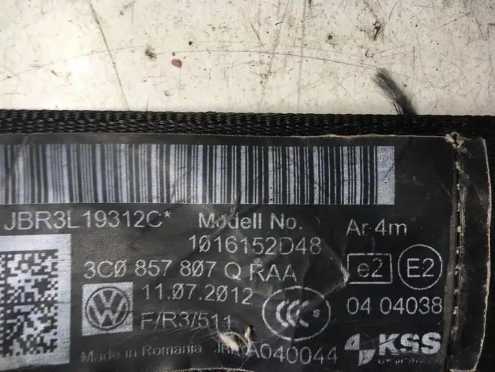 Volkswagen PASSAT B7 (2011 - 2014) 3C0857807Q Центральный ремень безопасности — фото 5