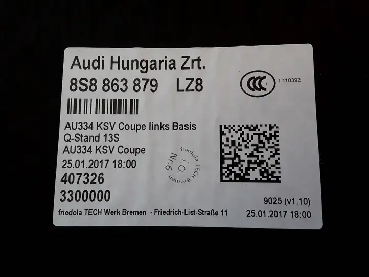 Audi TT TTS RS Mk3 8S (2014 - 2018) 8S8863879 Боковая обшивка багажника — фото 2