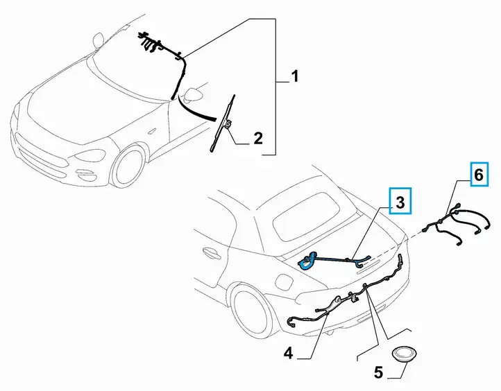 Fiat 124 Spider (2017 - 2019) 6000621456 Жгут проводов крышки багажника — фото 3