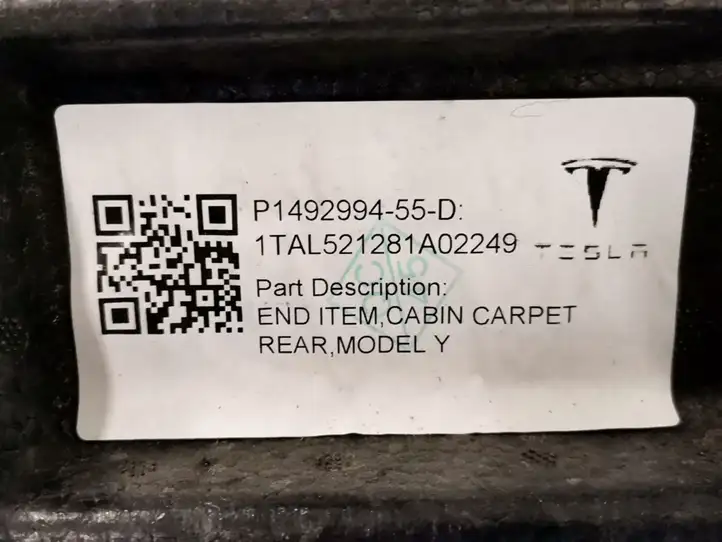 Tesla Model Y (2019 - 2024) 1493059-00-E Ковролин салона — фото 2